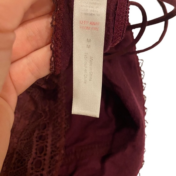 Urban Outfitters Strappy Back Lace Halter Bralette In Burgundy - Picture 9 of 11